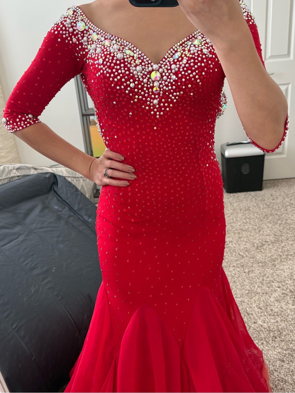 Red Standard Ballroom Dance Competition Gown Dress